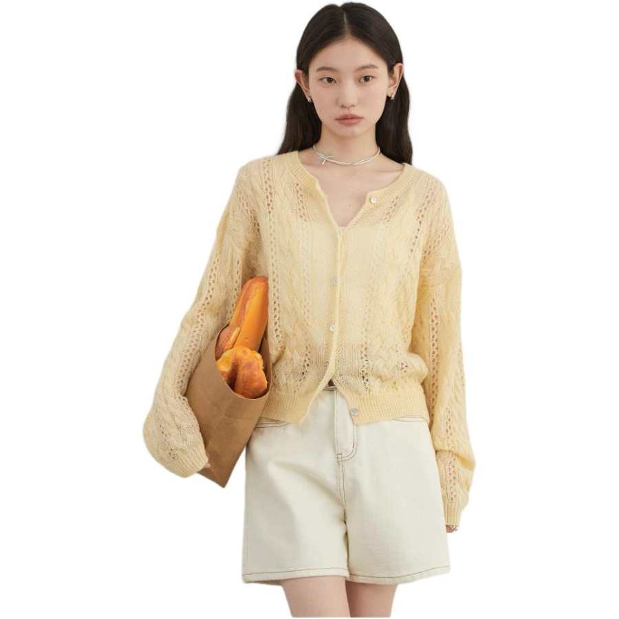 JBBCN Knitwear Women's V Neck Thin Cardigan