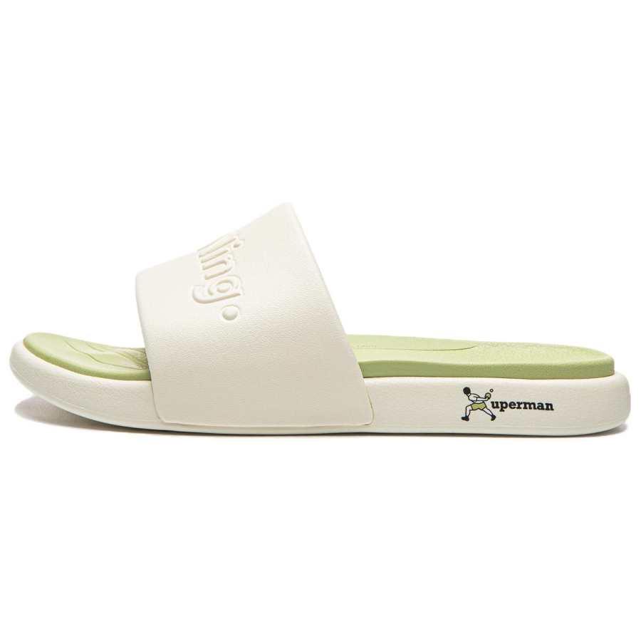 Li-Ning Li Ning Quiet Abrasion Resistant Slide Slippers Unisex Ecru