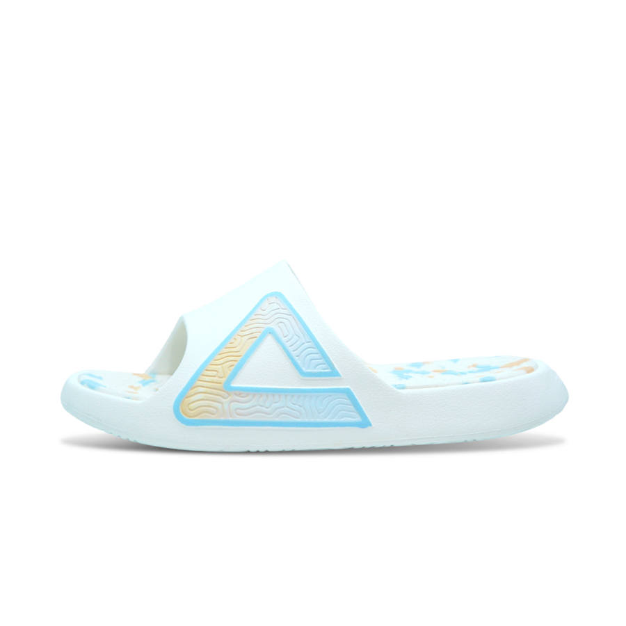 PEAK Tai Ji2.0 Cushioning Slip Resistant Quiet Slide Slippers Unisex White Blue/Milk Blue/Yellow
