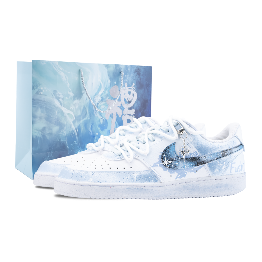 Nike Nike Court Vision 1 Snow Scene Star Slip Resistant Abrasion Resistant Low top Skateboard Shoes Unisex Blue White