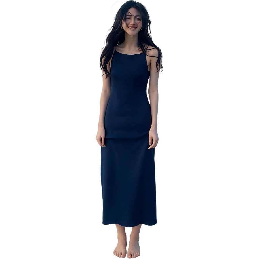 JBBCN Slip Dresses Women's Royal Blue Crew Neck Thin Long