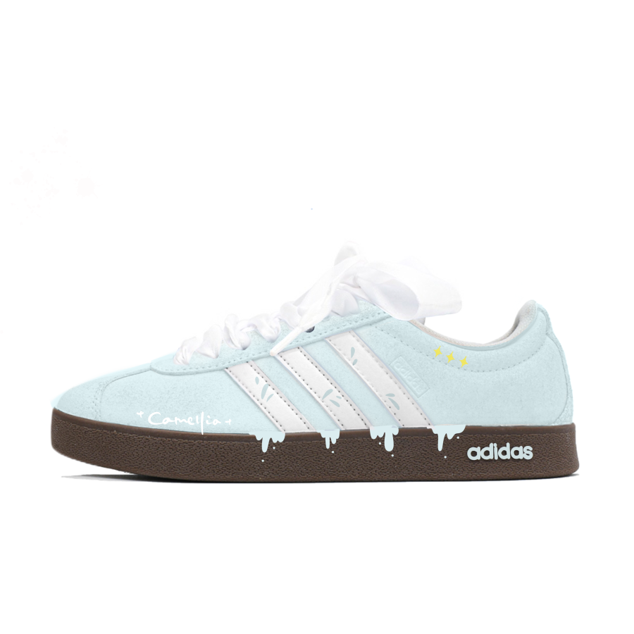 Adidas Adidas VL COURT 2.0 Height Increasing Slip Resistant Low top Skateboard Shoes Unisex Blue