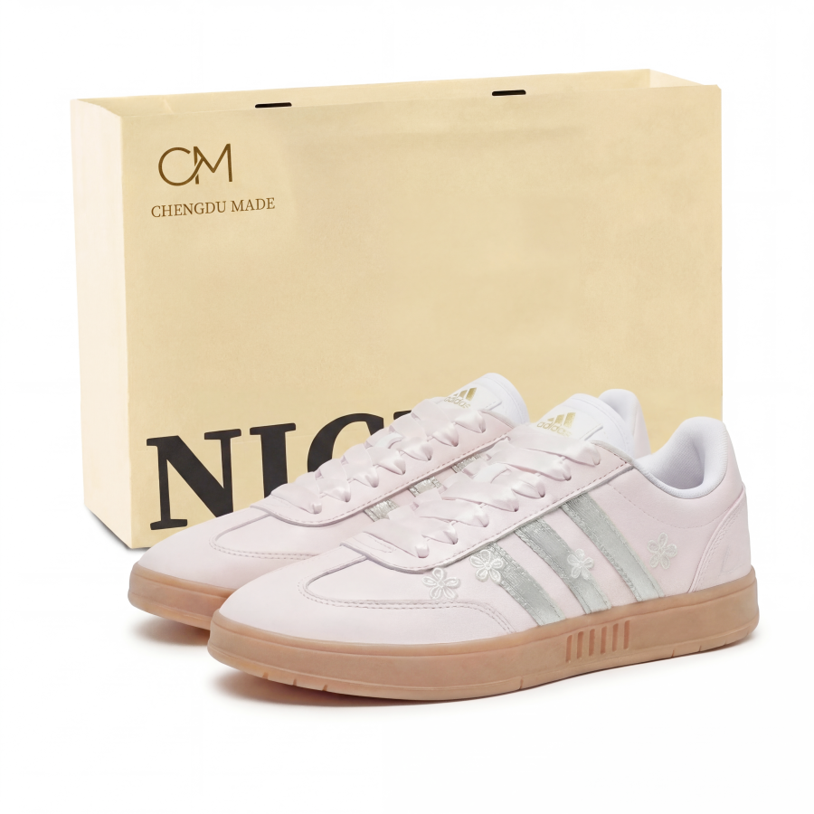 Adidas Adidas Gradas Pink Small Flower Slip Resistant Low top Skateboard Shoes Unisex Pink