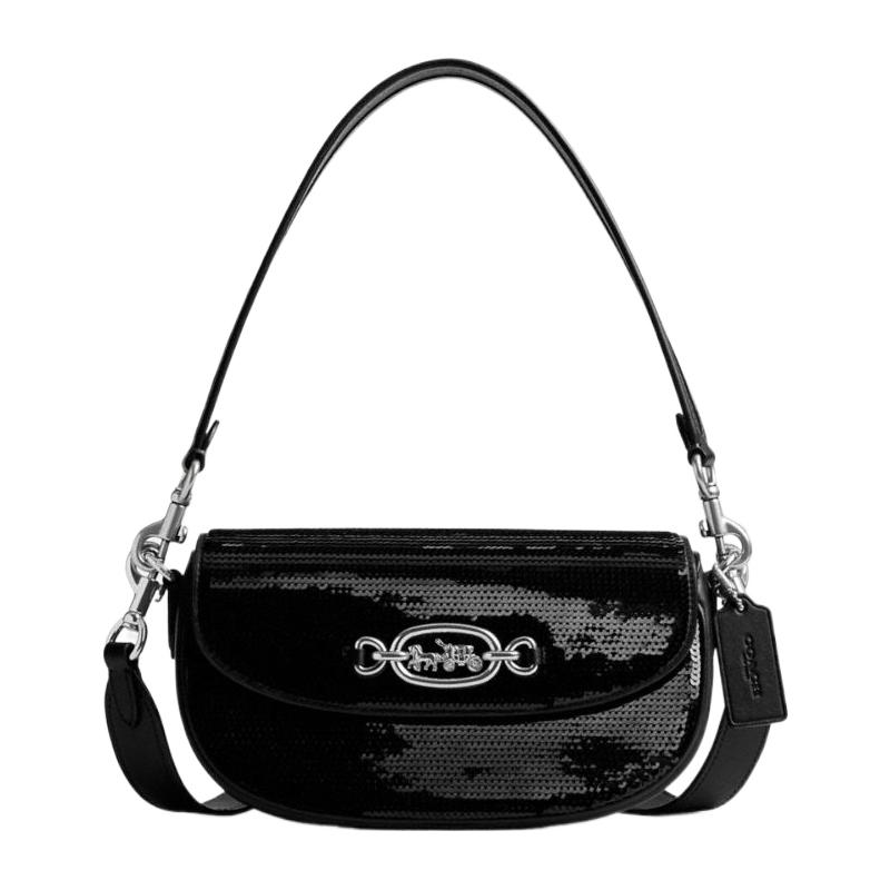 COACH Glove Tanned Leather Shoulder Bag, Crossbody Bag, Handbag Small Women's Bright Black