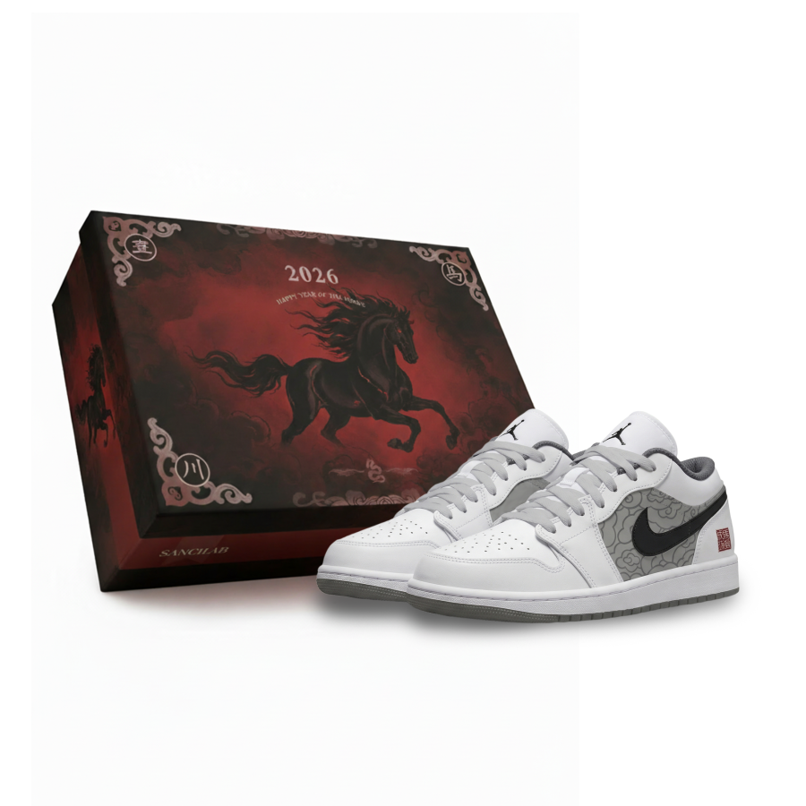 Jordan Jordan Air Jordan 1 White Horse Soaring In The Clouds Slip Resistant Abrasion Resistant Low top