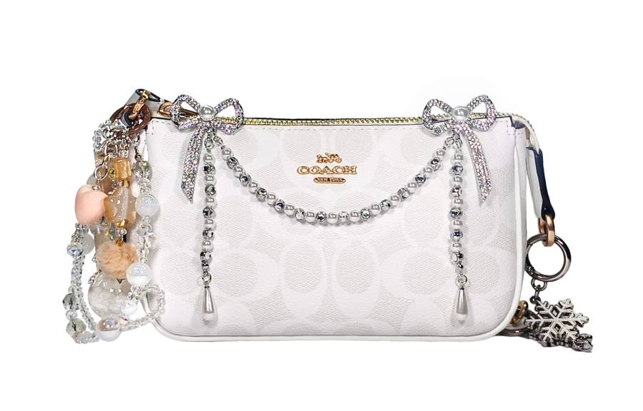 COACH Nolita Artificial Leather Shoulder Bag Small Women's Icy Snow Butterfly