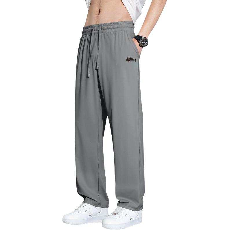 Tonlion Casual Pants Unisex Thin Straight Fit Pants