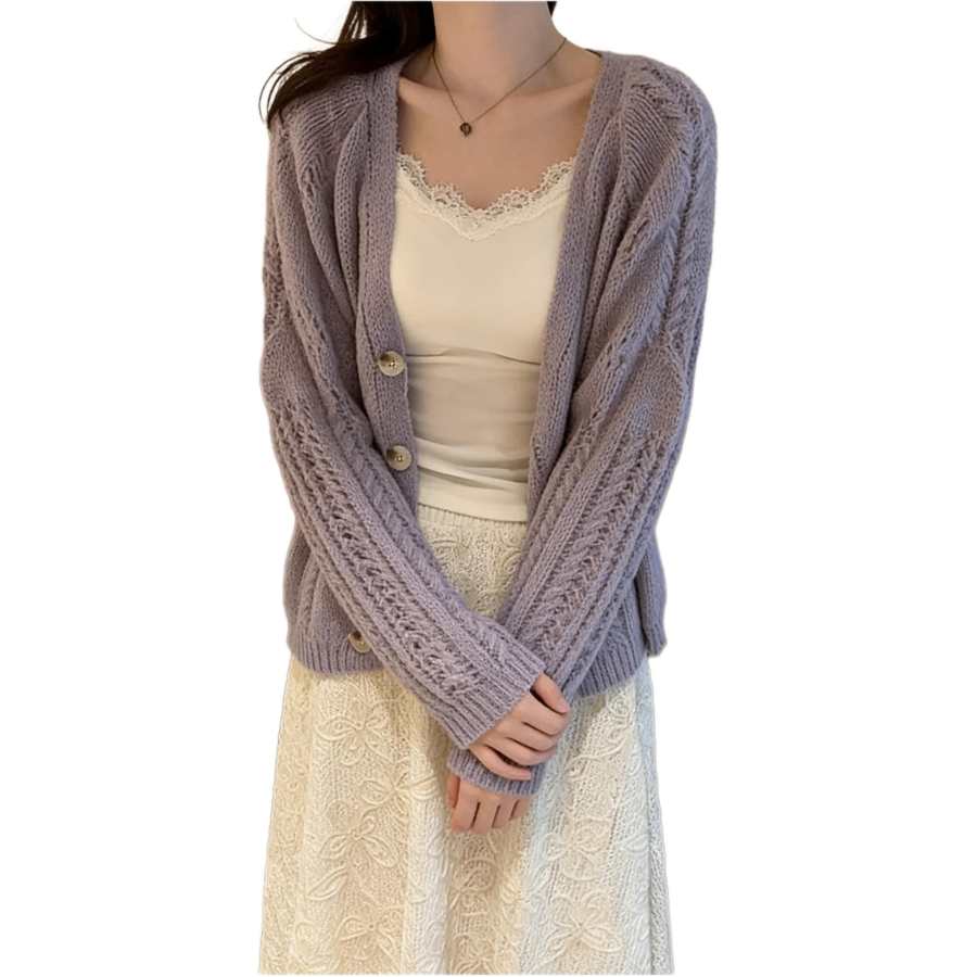 JBBCN Knitwear Women's V Neck Moderate Cardigan