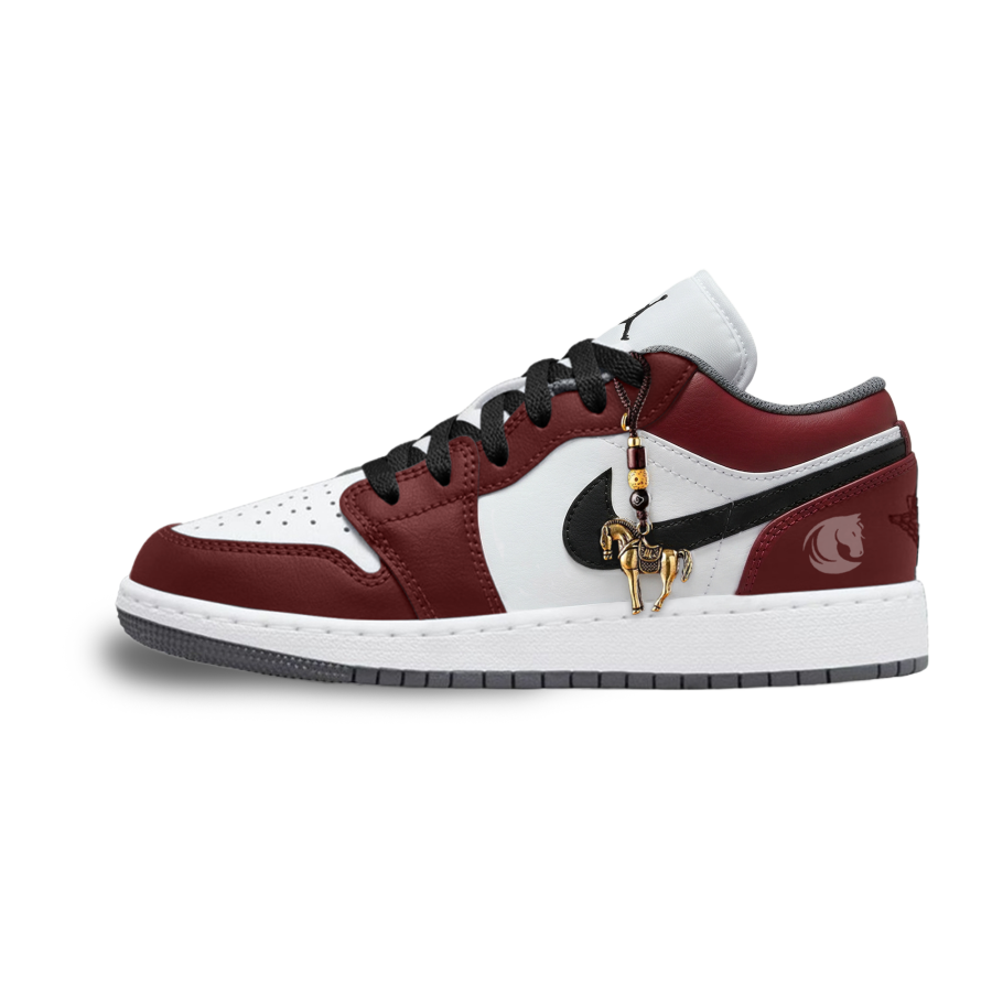 Jordan Jordan Air Jordan 1 Red Saddle Low top Children's Basketball Shoes Black Red Unisex