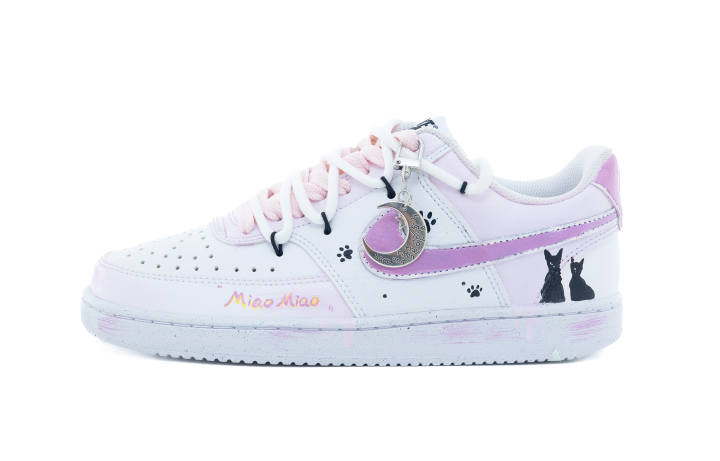 Nike Nike Court Vision 1 Meow Moon Wander Synthetic Leather Abrasion Resistant Slip Resistant Low top Skateboard Shoes