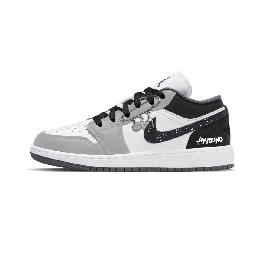 Jordan Jordan Air Jordan 1 Mickey Mouse Star Bracelet Slip Resistant Abrasion Resistant Low top Children's Basketball Shoes