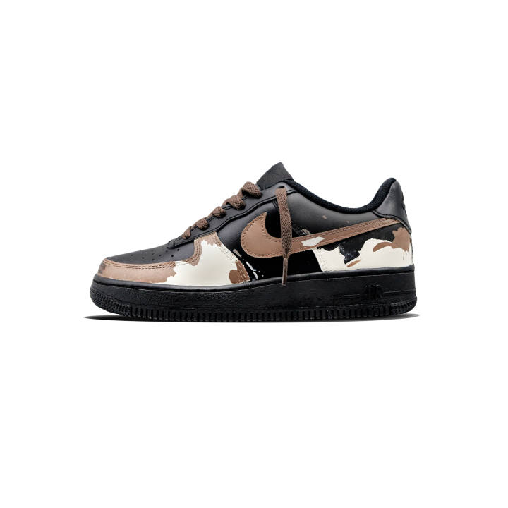 Nike Nike Air Force 1 Patchy Dark Chocolate Synthetic Leather, Leather Abrasion Resistant Low top Skateboard Shoes
