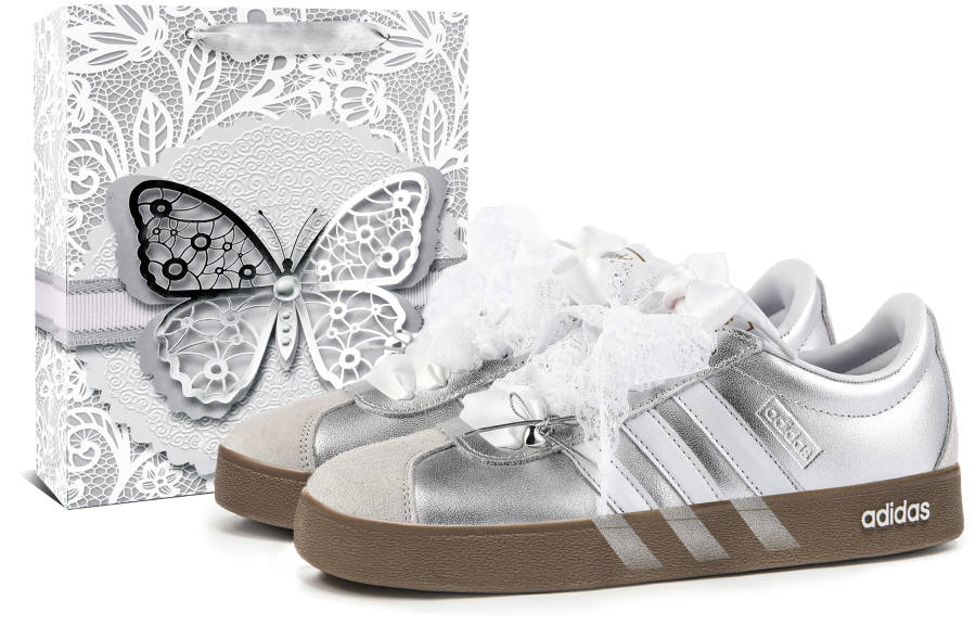 Adidas Adidas VL COURT 2.0 Abrasion Resistant Low top Skateboard Shoes Women's White Silver