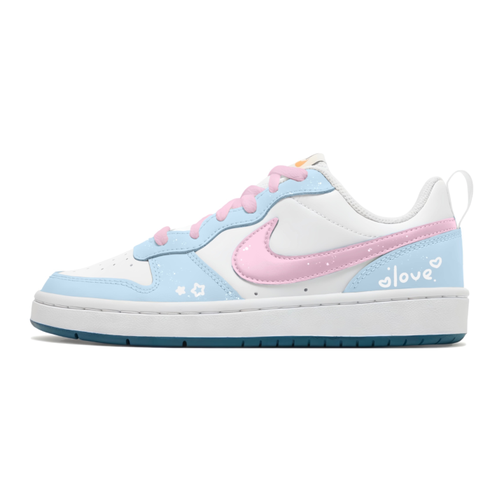 Nike Nike Court Borough 2 Cloud Pink Wave Leather Lightweight Breathable Low top Skateboard Shoes Unisex