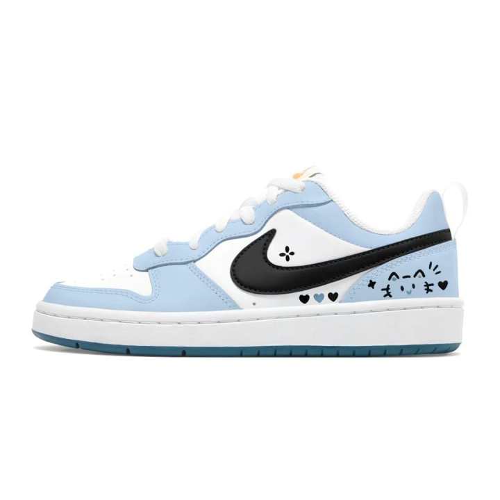 Nike Nike Court Borough 2 Ocean Blue Hyacinth Leather Lightweight Breathable Low top Skateboard Shoes Unisex