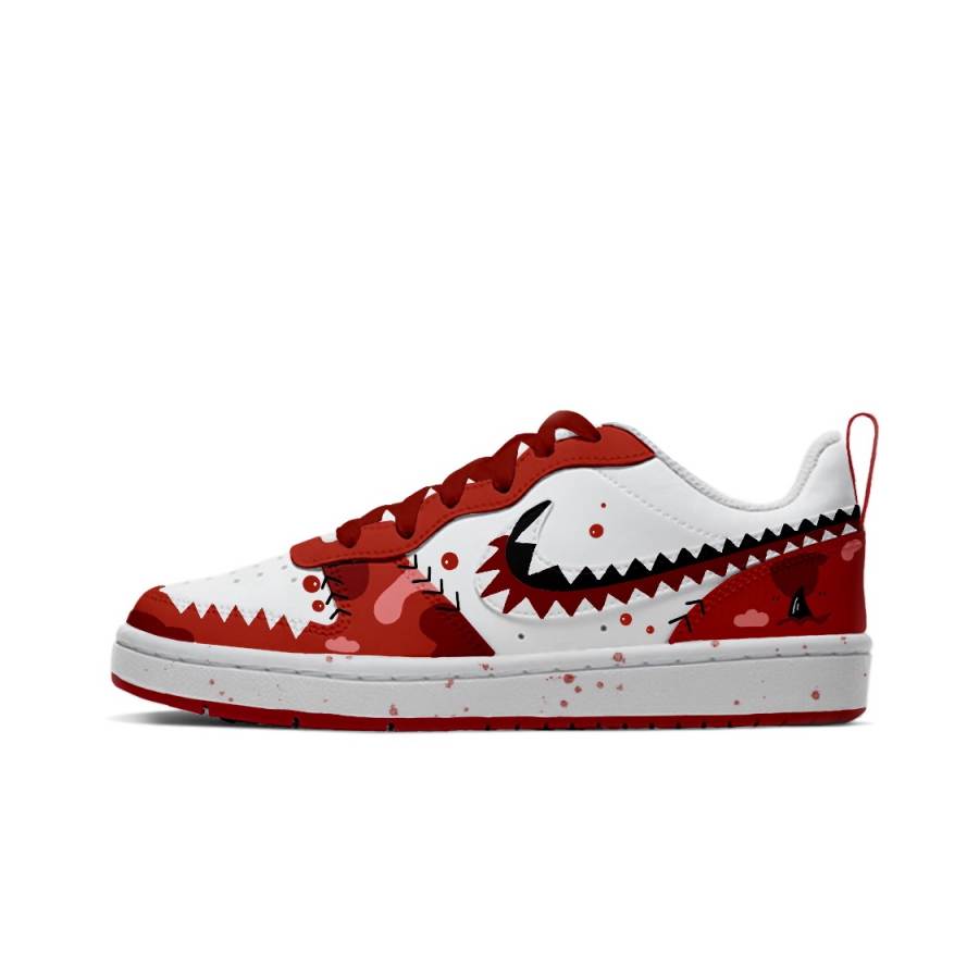 Nike Nike Court Borough Synthetic Leather, Leather Abrasion Resistant Breathable Low top Kids' Skateboarding Shoes White Red