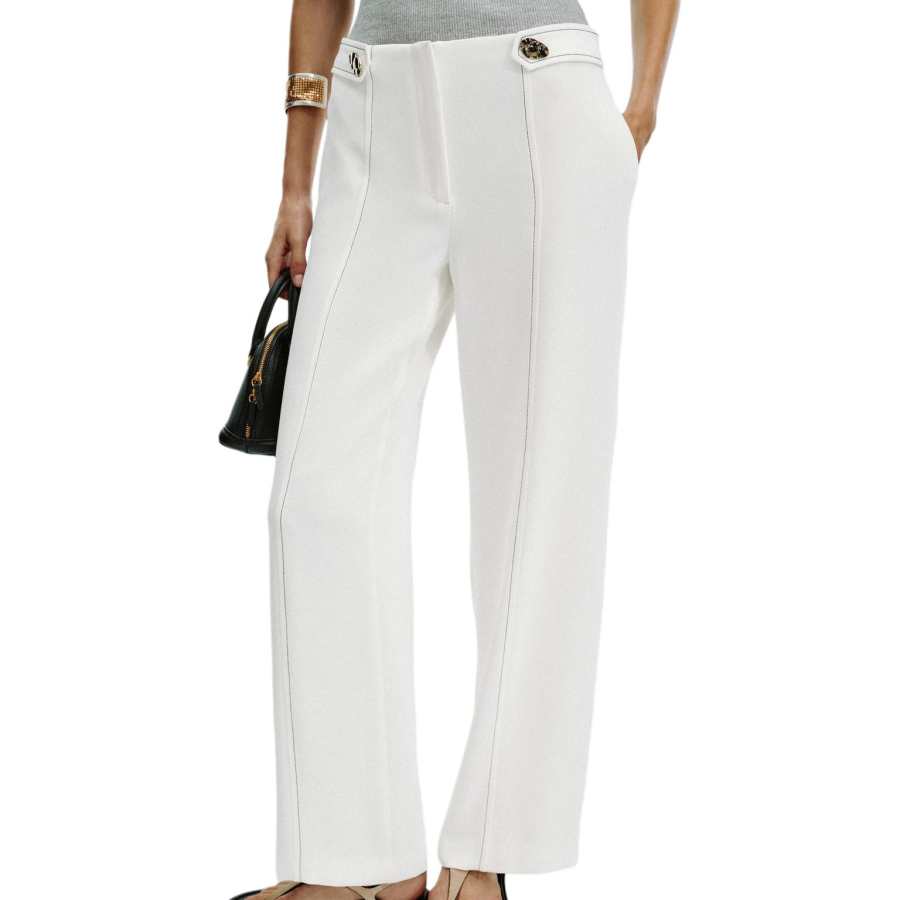 ZARA Casual Pants Women's Frosted White Moderate Straight Fit Pants
