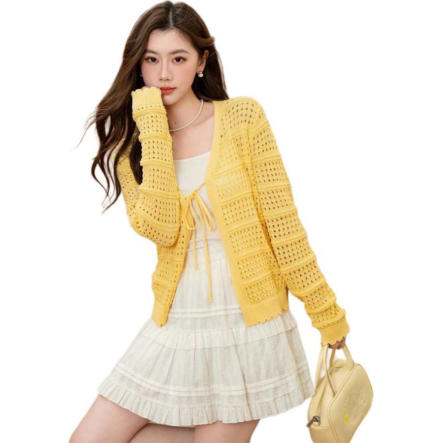 BALENO Knitwear Women's Yellow Collarless Thin