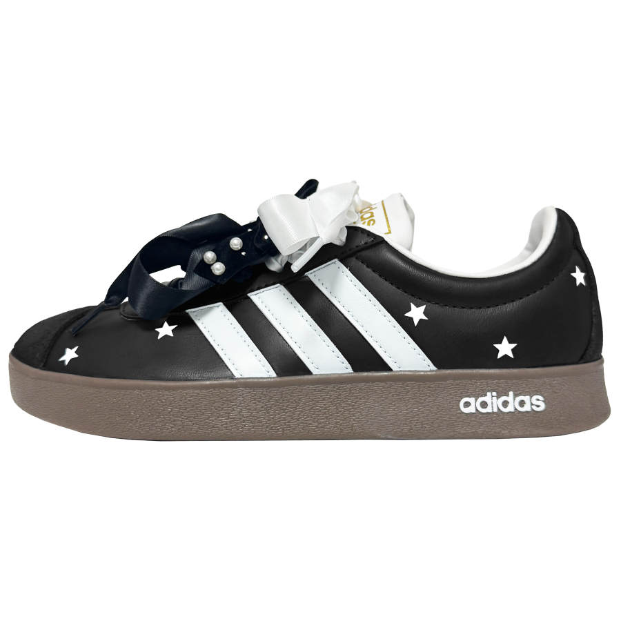 Adidas Adidas VL COURT 2.0 Sparkling Galaxy Abrasion Resistant Low top Skateboard Shoes Unisex Black White