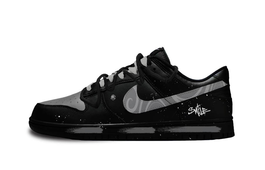 Nike Nike Dunk Night Mist Graffiti Leather Slip Resistant Abrasion Resistant Low top Skateboard Shoes Unisex