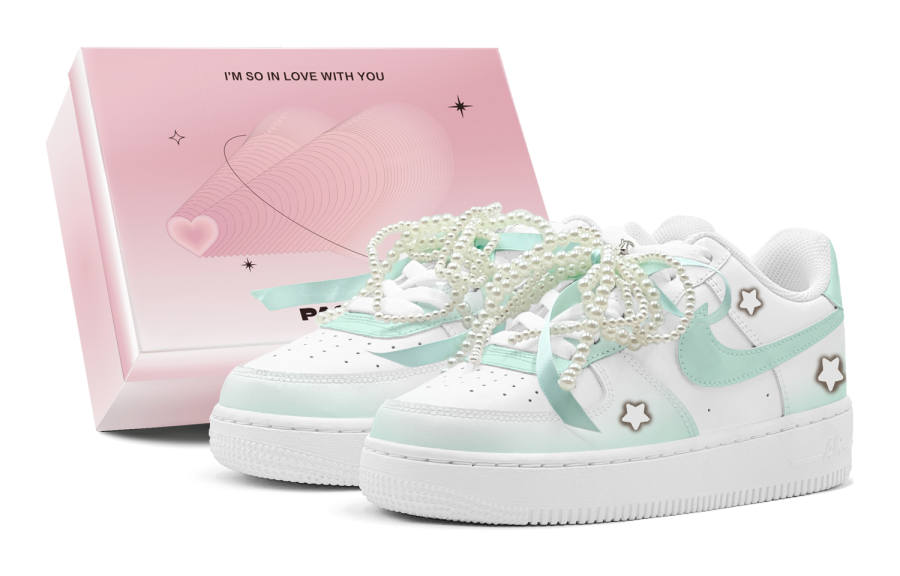 Nike Nike Air Force 1 Air Force 1, Couple's, Romantic Favor, Mint Starlight, Refreshing Low top Casual Skate Shoes Women's