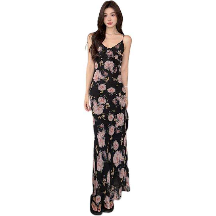 JBBCN Slip Dresses Women's Multicolor V Neck Moderate Long