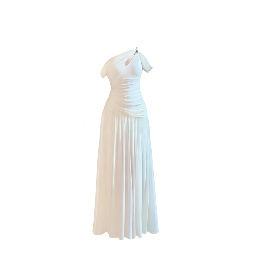 CPAURA Slip Dresses Women's Image Color Asymmetrical Collar Moderate Long