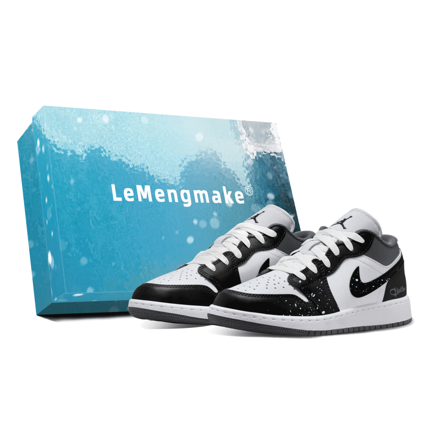 Jordan Jordan Air Jordan 1 Lemon Joy Abrasion Resistant Low top Children's Basketball Shoes Black Gray Unisex