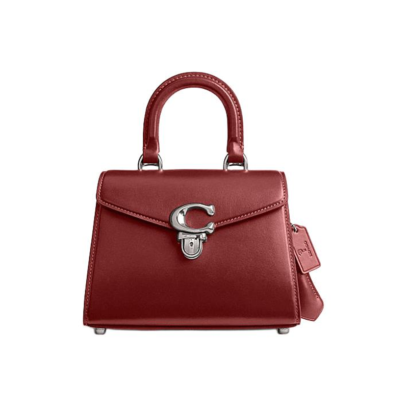 COACH Sammy Calfskin Handbag Small Women's Burgundy