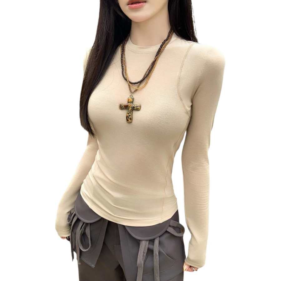 JBBCN T Shirts Women's Crew Neck Thin Straight Fit