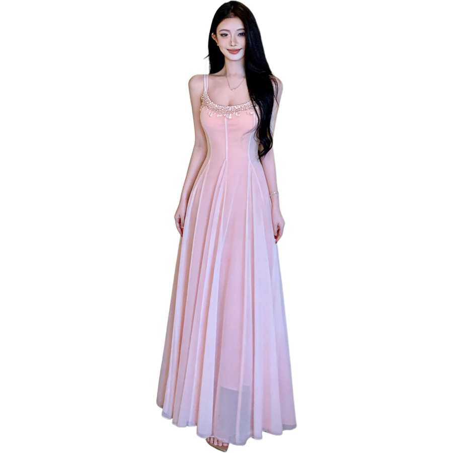 JBBCN Sleeveless Dresses Women's Pink Crew Neck Thin Long