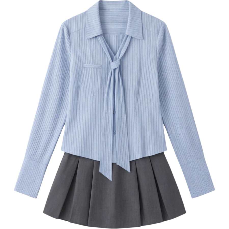 CHARM GLOW Two Piece Skirt Sets Women's Polo Collar Moderate Extra Short