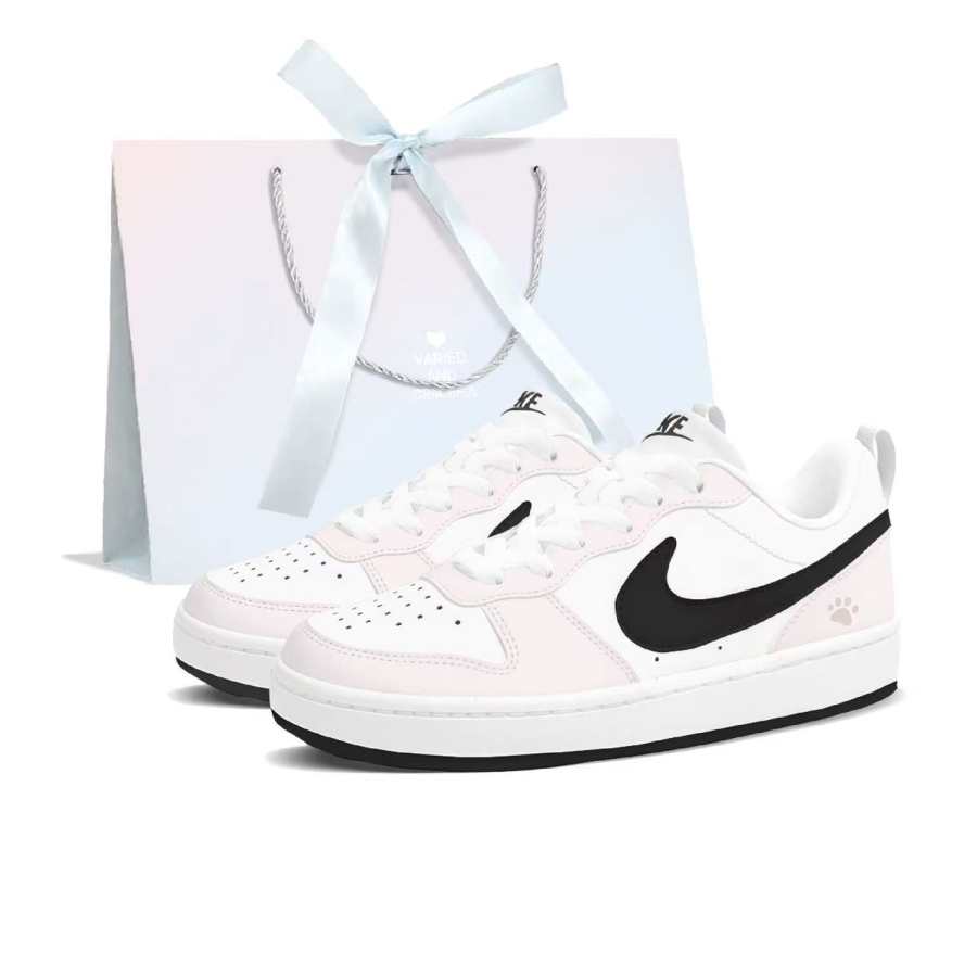Nike Nike Court Borough Sweet Pink Cat Paw Synthetic Leather Cushioning Abrasion Resistant Low top Kids' Skateboarding Shoes