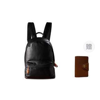 Simple & Nature Top Grain Cow Leather Backpack Medium Unisex Black