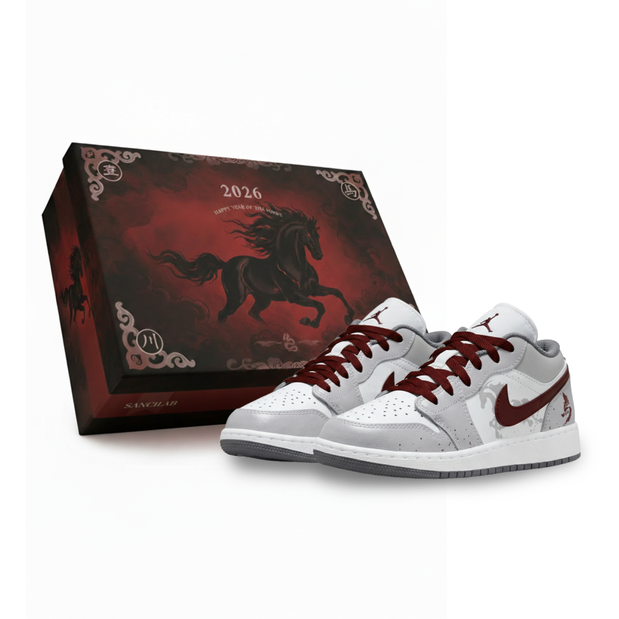 Jordan Jordan Air Jordan 1 Ink Splatter Nuba Low top Children's Basketball Shoes Gray Unisex