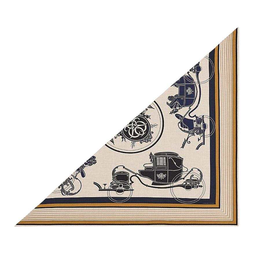 HERMES Calligraphy & Seal Collection Cashmere Silk Scarves Women's