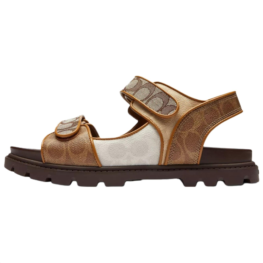COACH COACH Signature One Strap Sandals Men's Brown