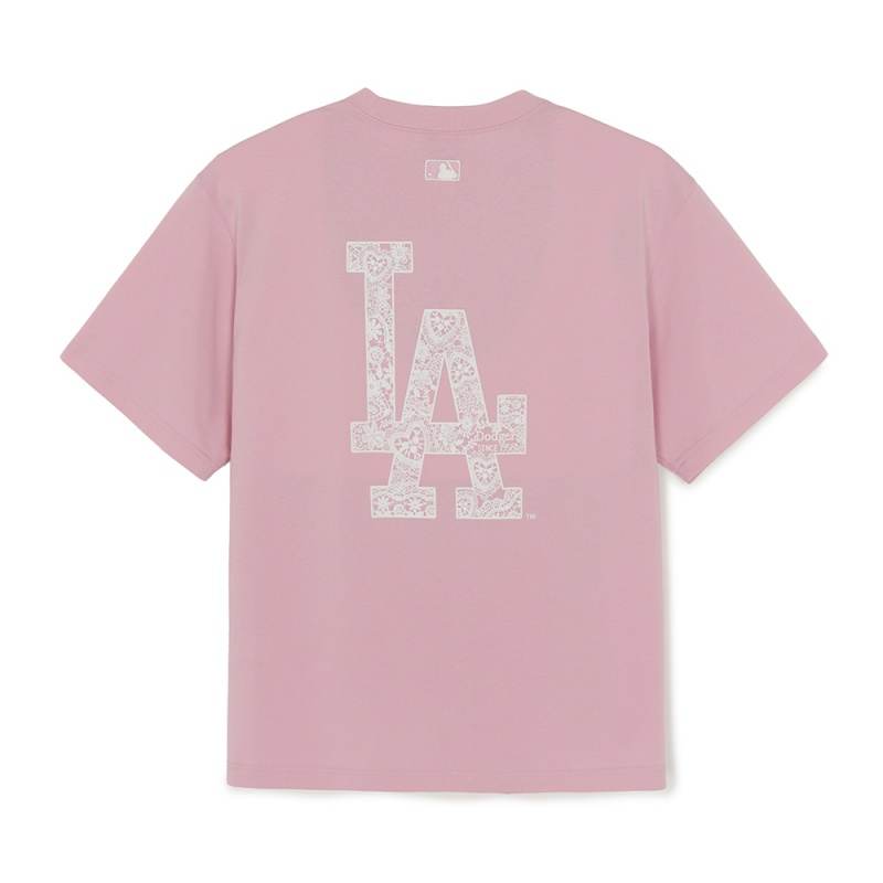 MLB MLB T Shirts Unisex Pink Crew Neck Moderate