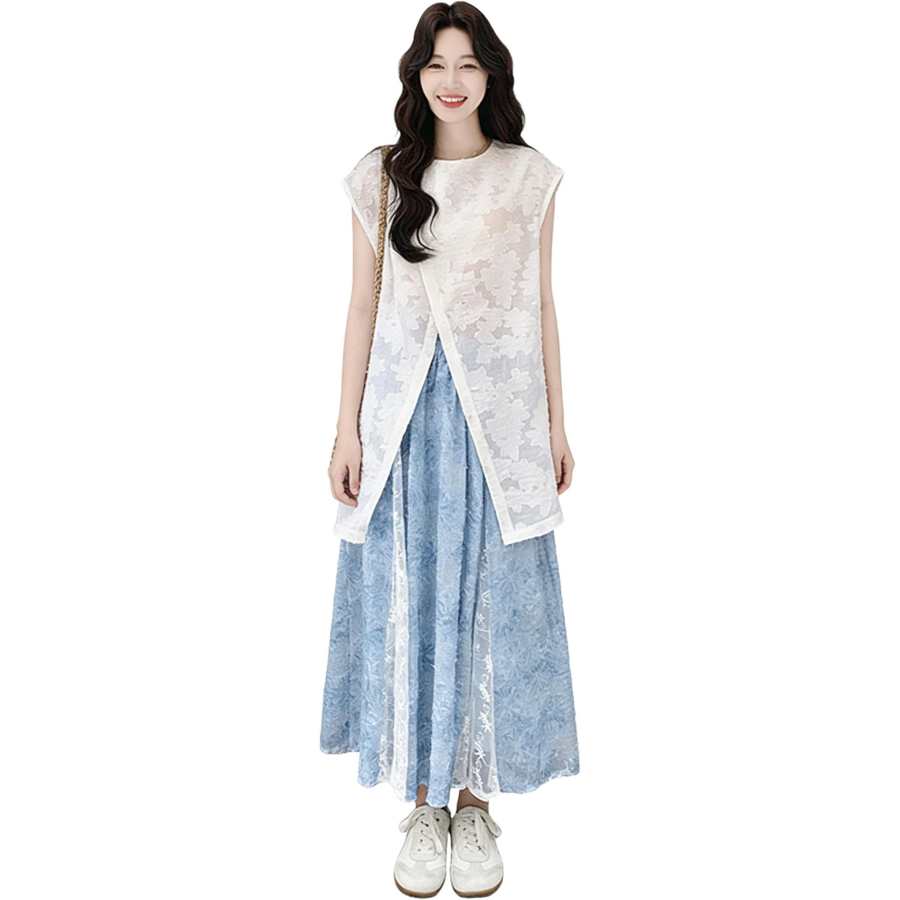 JBBCN Two Piece Skirt Sets Women's Crew Neck Thin Long