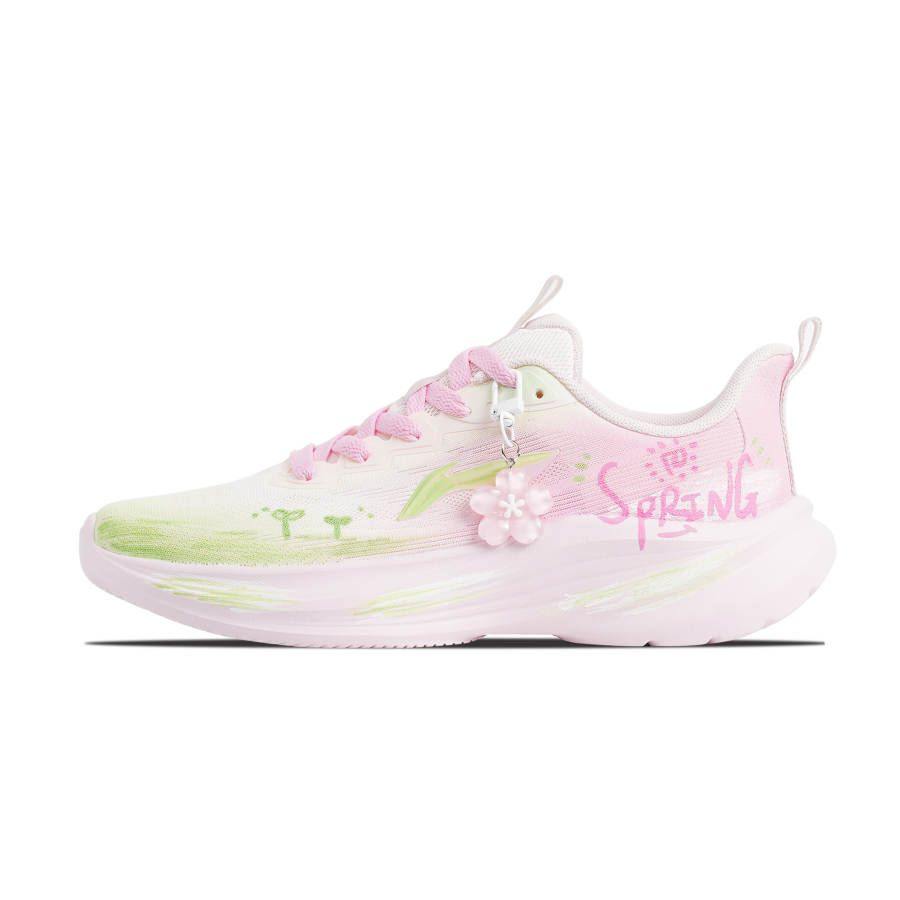 Li-Ning Li Ning Light Breeze Cushioning Abrasion Resistant Low top Casual City Commuting Running Shoes Women's Pink Green