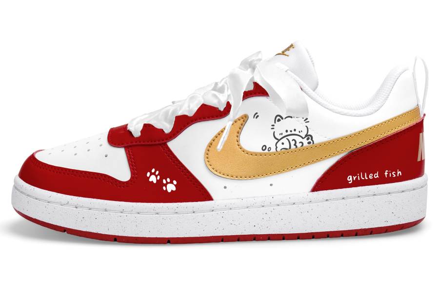 Nike Nike Court Borough Kids' Skateboarding Shoes White Red Teenagers