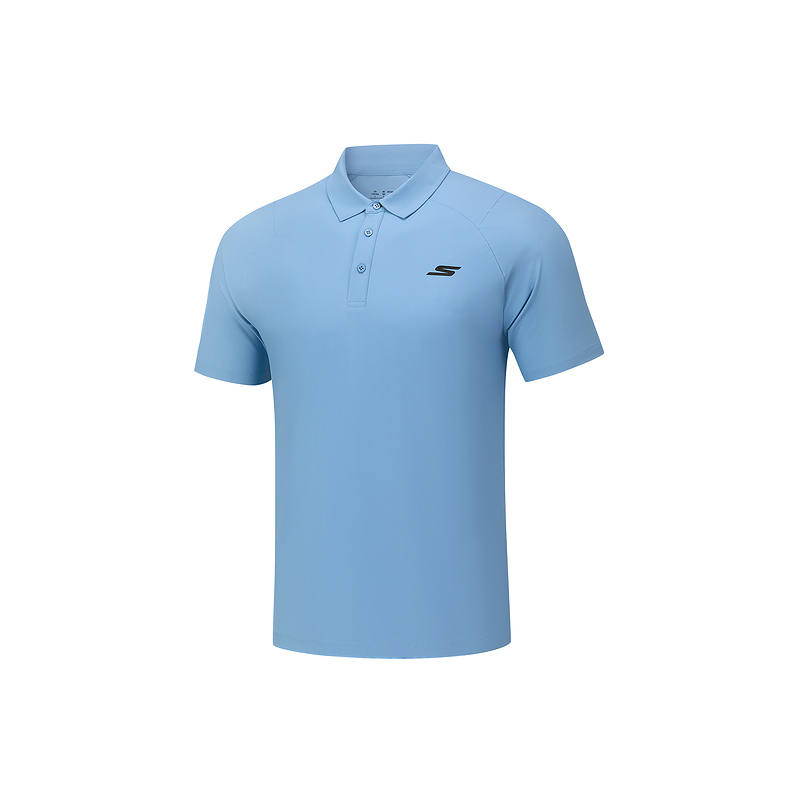 Skechers Polo Shirts Men's Allure Blue 00MU Polo Collar Moderate