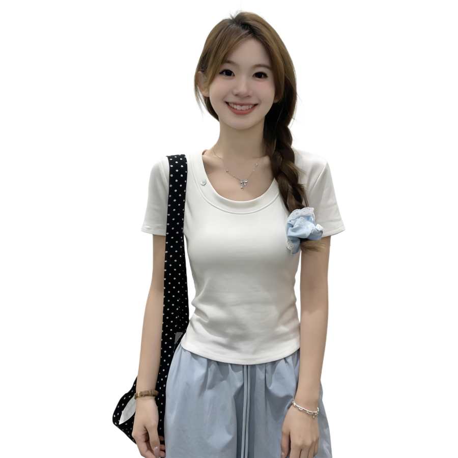 VENICEW T Shirts Women's Crew Neck