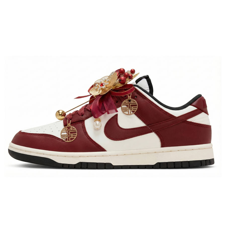 Nike Nike Dunk Wedding Shoes, Love Forever Abrasion Resistant Slip Resistant Low top Skateboard Shoes Unisex Burgundy