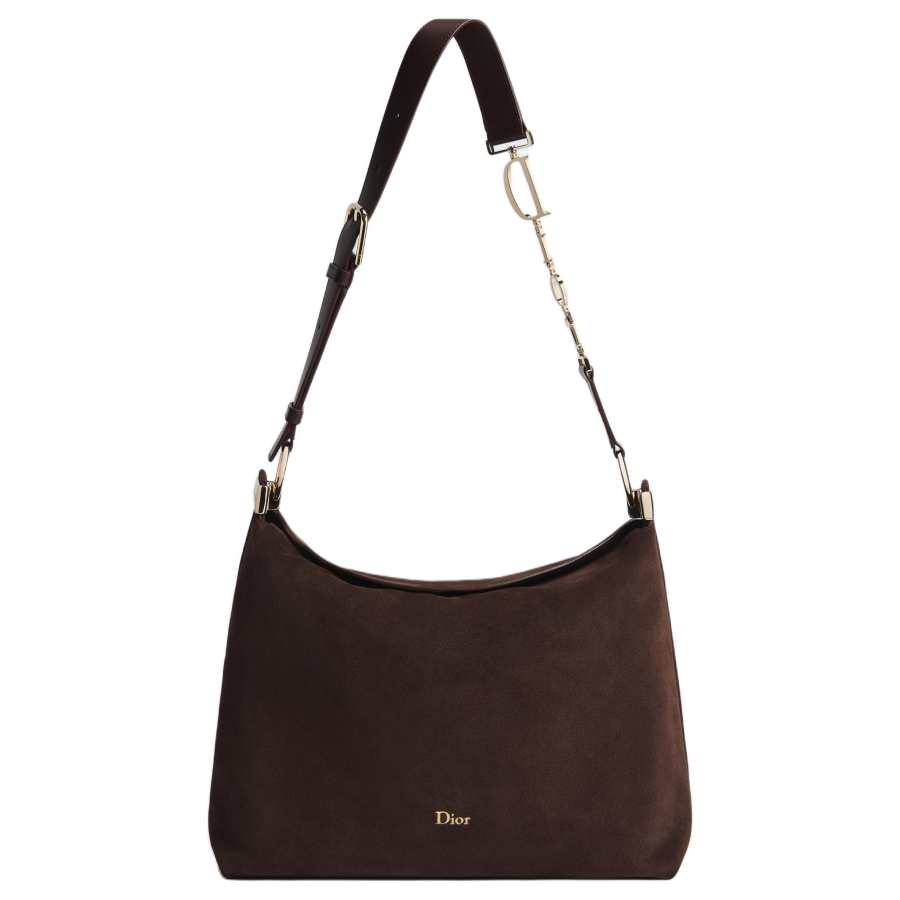 DIOR Diorly Cow Leather Shoulder Bag, Crossbody Bag Medium Women's Chocolate