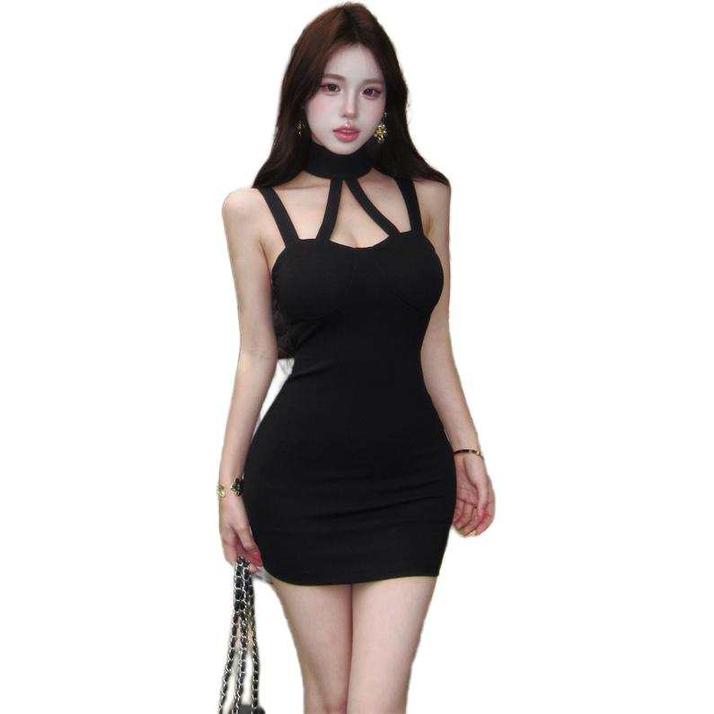 VENICEW Slip Dresses Women's Black Halter Moderate