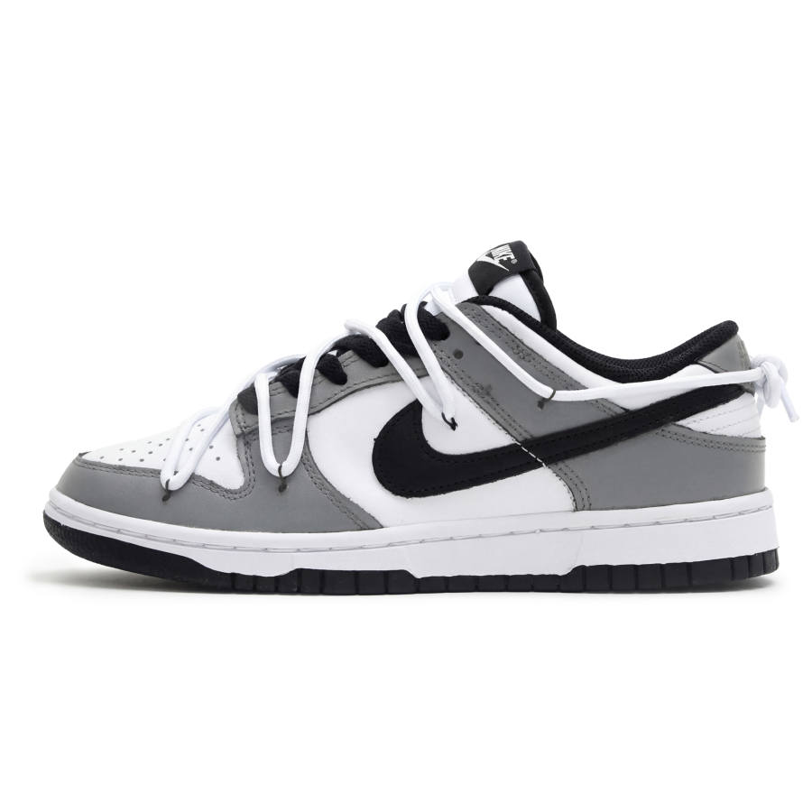 Nike Nike Dunk Deconstruction Gray Tone Abrasion Resistant Slip Resistant Low top Skateboard Shoes Unisex Ink White