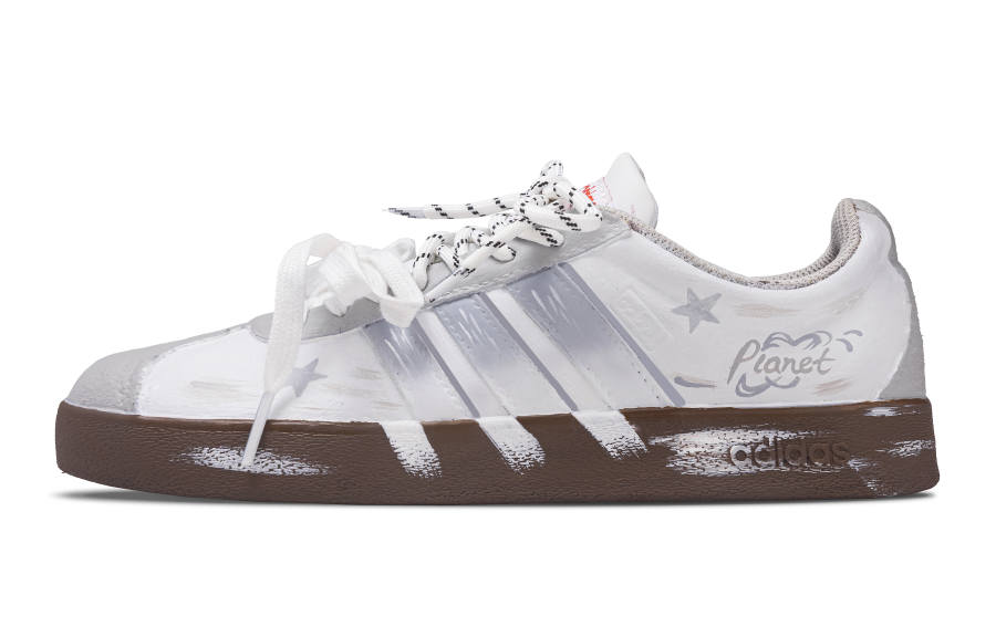 Adidas Adidas Vl Court Classic Lifestyle Synthetic Leather Waterproof Cushioning Low top Skateboard Shoes Unisex Light Gray