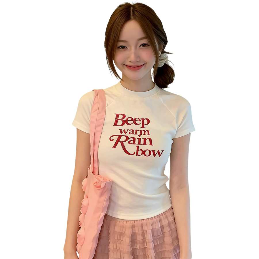 VENICEW T Shirts Women's White Crew Neck