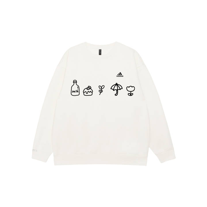 Adidas Adidas LABEL Sweatshirts Unisex White Crew Neck Moderate Regular